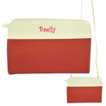 9015- RED/WH PU LEATHER CROSS BODY/ SHOULDER BAG